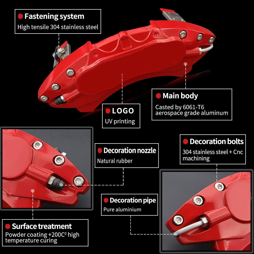 Car aluminum alloy special car special buckle screw fixed caliper cover (4PCS luxury upgrade version)