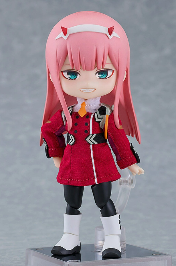 DARLING in FRANXX Zero Two Nendoroid Doll pink hair red horns red dress white boots stand
