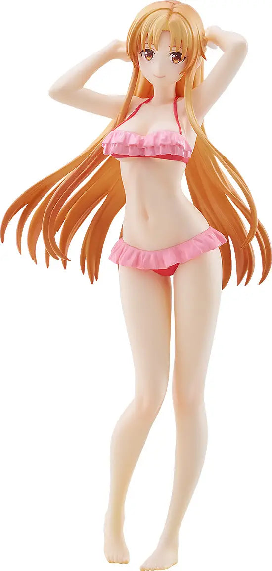 Good Smile POP UP PARADE Asuna Beach Queens pink bikini long orange hair side profile pose Sword Art Online Progressive Scherzo Deep Night GSC1034 SAO anime figure white background