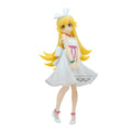 Monogatari Series NISIOISIN ESPRESTO Clear Material Another Color Shinobu Oshino figure full body, blonde hair flowing white dress with donut ribbon, standing pose on round base H20cm