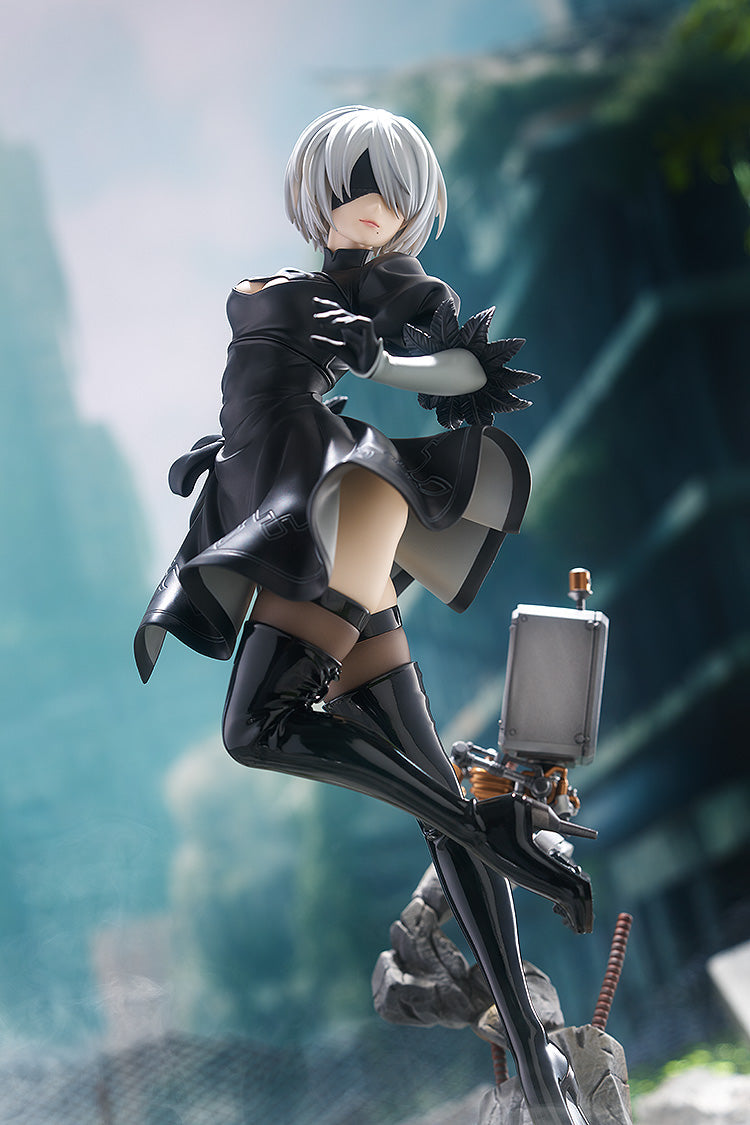 NieR Automata 2B 1/7 figure raised leg dynamic pose Pod 042 thigh-high boots misty ruins