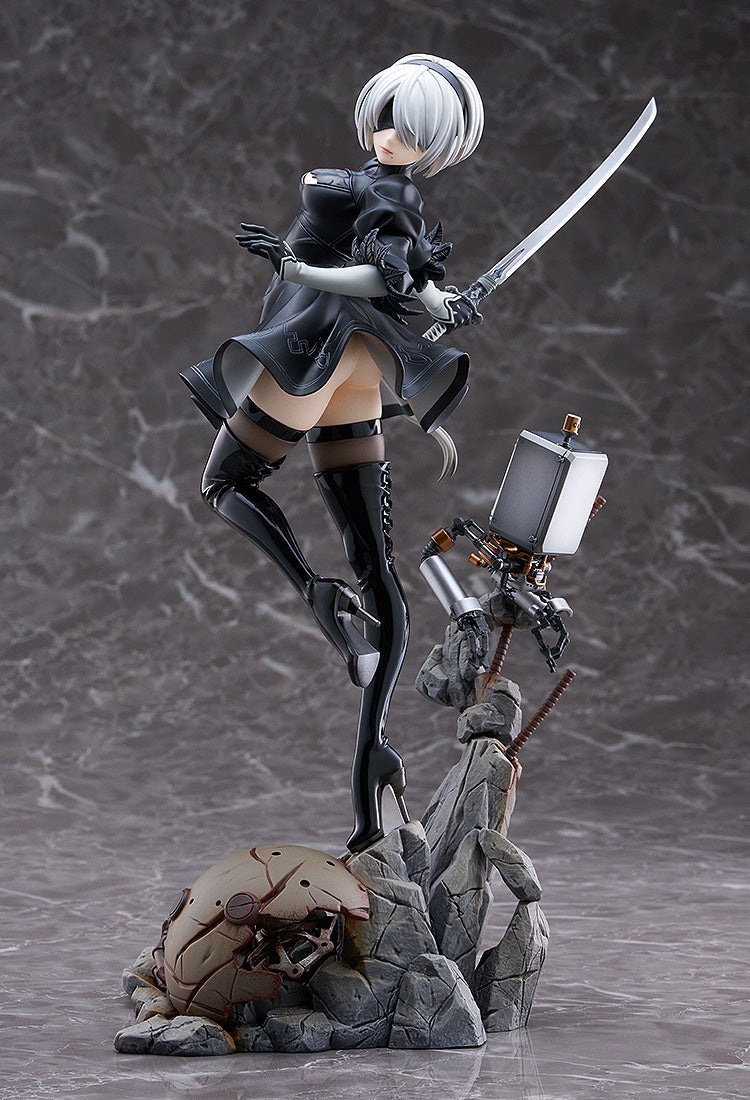 NieR Automata 2B 1/7 full figure sword pose raised leg Pod 042 thigh-highs rubble stand